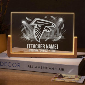 Personalized Atlanta Falcons Football Teacher Desk Name Plate with LED Base