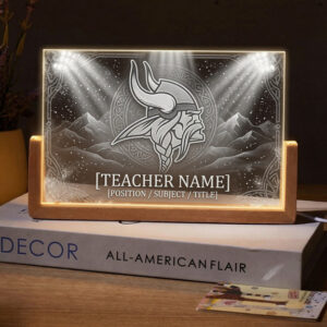 Personalized Minnesota Vikings Football Teacher Desk Name Plate with LED Base