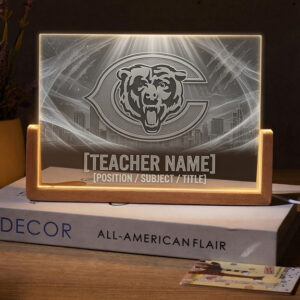 Personalized Chicago Bears Football Teacher Desk Name Plate with LED Base
