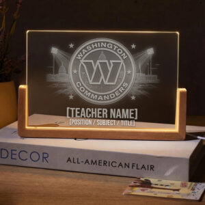 Personalized Washington Commanders Football Teacher Desk Name Plate with LED Base
