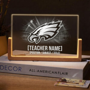 Personalized Philadelphia Eagles Football Teacher Desk Name Plate with LED Base