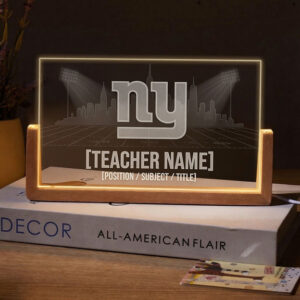 Personalized New York Giants Football Teacher Desk Name Plate with LED Base