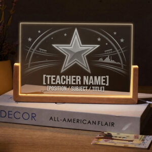 Personalized Dallas Cowboys Football Teacher Desk Name Plate with LED Base