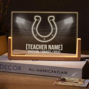 Personalized Indianapolis Colts Football Teacher Desk Name Plate with LED Base