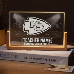Personalized Kansas City Chiefs Football Teacher Desk Name Plate with LED Base