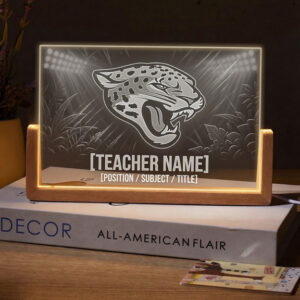 Personalized Jacksonville Jaguars Football Teacher Desk Name Plate with LED Base