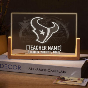Personalized Houston Texans Football Teacher Desk Name Plate with LED Base