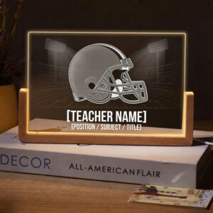 Personalized Cleveland Browns Football Teacher Desk Name Plate with LED Base