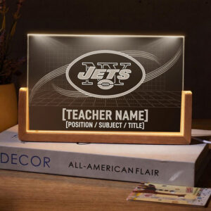 Personalized New York Jets Football Teacher Desk Name Plate with LED Base