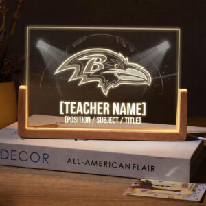 Personalized Baltimore Ravens Football Teacher Desk Name Plate with LED Base