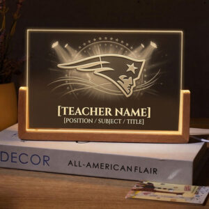 Personalized New England Patriots Football Teacher Desk Name Plate with LED Base