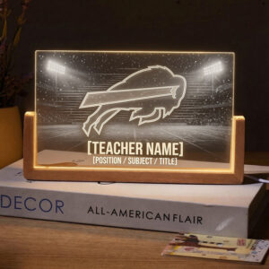 Personalized Buffalo Bills Football Teacher Desk Name Plate with LED Base