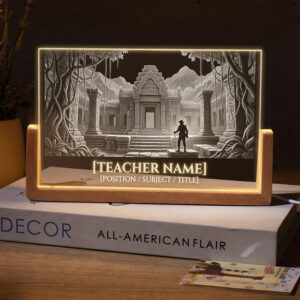 Personalized Lost Temple Adventure Teacher Desk Name Plate with LED Base