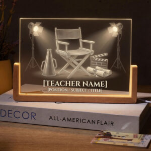 Personalized Movie Director Chair Teacher Desk Name Plate with LED Base