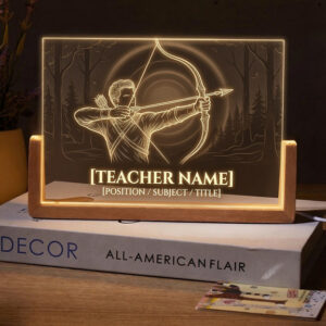 Personalized Forest Archery Teacher Desk Name Plate with LED Base