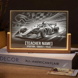 Personalized Formula One Racing Teacher Desk Name Plate with LED Base