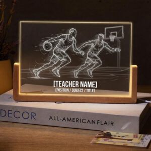 Personalized Basketball One on One Teacher Desk Name Plate with LED Base