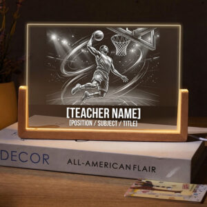 Personalized Basketball Slam Dunk Teacher Desk Name Plate with LED Base