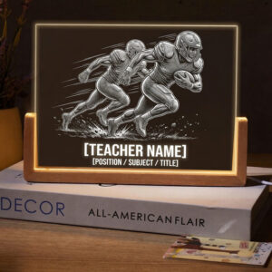 Personalized Football Players Sprinting Teacher Desk Name Plate with LED Base