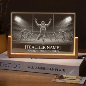 Personalized Football Victory Celebration Teacher Desk Name Plate with LED Base