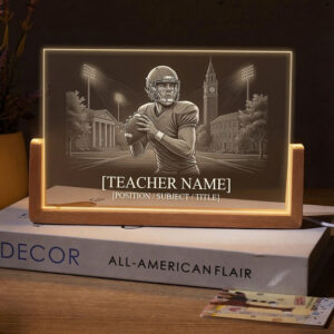 Personalized College Campus Quarterback Teacher Desk Name Plate with LED Base