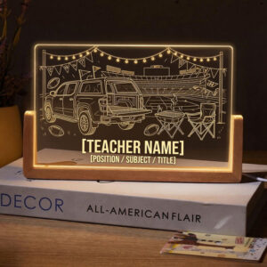 Personalized Football Tailgate Party Teacher Desk Name Plate with LED Base
