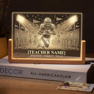 Personalized Football Game Day Pep Rally Teacher Desk Name Plate with LED Base