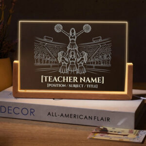 Personalized Football Cheerleader Stadium Teacher Desk Name Plate with LED Base