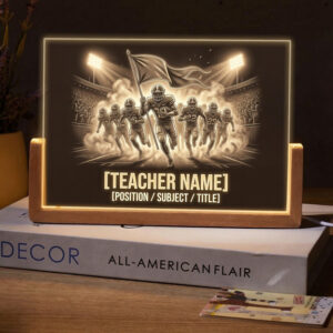 Personalized Football Team Game Day Entrance Teacher Desk Name Plate with LED Base