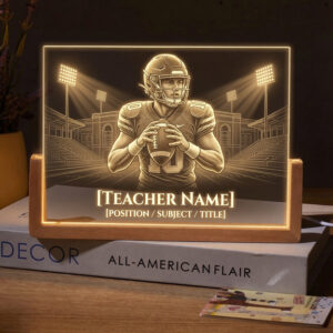 Personalized Quarterback Portrait Teacher Desk Name Plate with LED Base