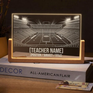 Personalized Grand Football Stadium Teacher Desk Name Plate with LED Base