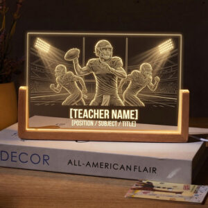 Personalized Quarterback Stadium Action Teacher Desk Name Plate with LED Base