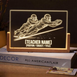 Personalized Diving Football Receivers Teacher Desk Name Plate with LED Base