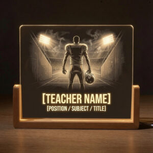 Personalized Football Player Stadium Tunnel Teacher Desk Name Plate with LED Base