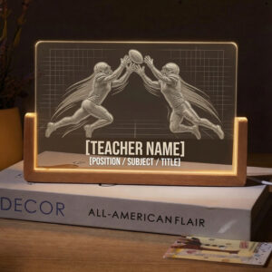 Personalized Contested Football Catch Teacher Desk Name Plate with LED Base