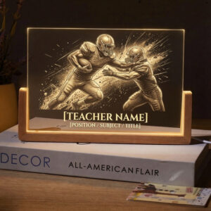 Personalized Football Tackle Clash Teacher Desk Name Plate with LED Base