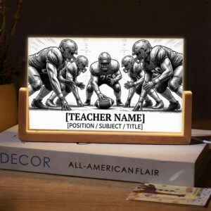 Personalized Football Line of Scrimmage Teacher Desk Name Plate with LED Base