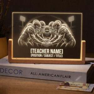 Personalized Football Team Huddle Teacher Desk Name Plate with LED Base