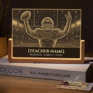 Personalized Football Touchdown Celebration Teacher Desk Name Plate with LED Base