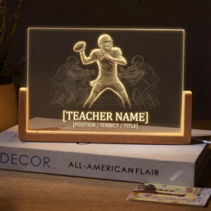 Personalized Quarterback Play Action Teacher Desk Name Plate with LED Base