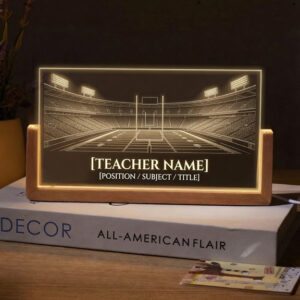 Personalized Football Stadium Field Teacher Desk Name Plate with LED Base