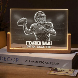 Personalized Quarterback Passing Football Teacher Desk Name Plate with LED Base