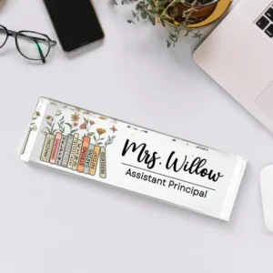 Personalized Vintage Bookshelf Assistant Principal Desk Name Plate