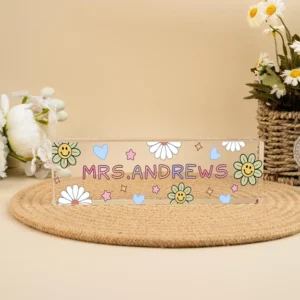 Personalized Daisy Flower Teacher Desk Name Plate
