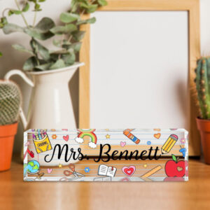 Personalized Colorful Classroom Supplies Teacher Desk Name Plate