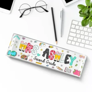 Personalized School Doodle Second Grade Teacher Desk Name Plate