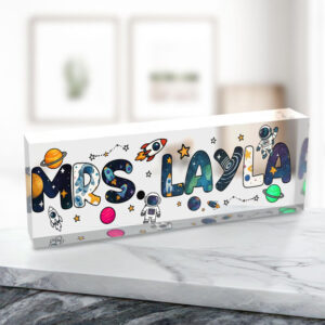 Personalized Outer Space Teacher Desk Name Plate