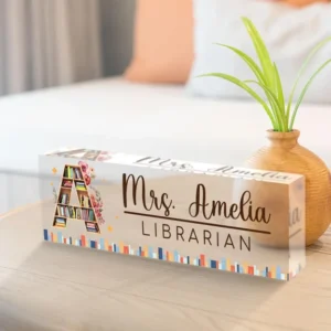 Personalized Bookshelf Librarian Desk Name Plate