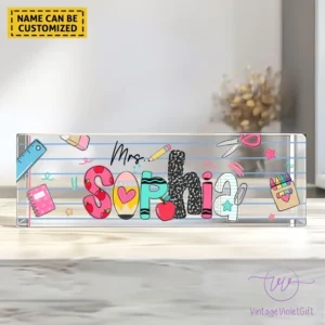 Personalized Colorful Stationery Teacher Desk Name Plate