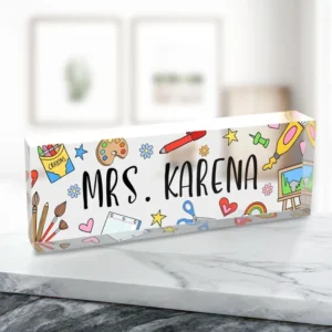 Personalized Art Supplies Teacher Desk Name Plate